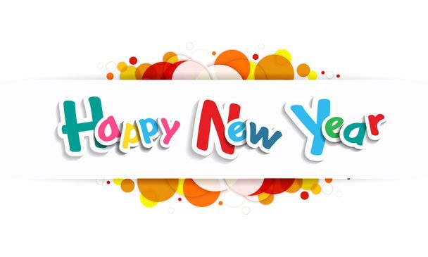 happy new year text on Circle Full Color Background ,vector  - Vector, Image