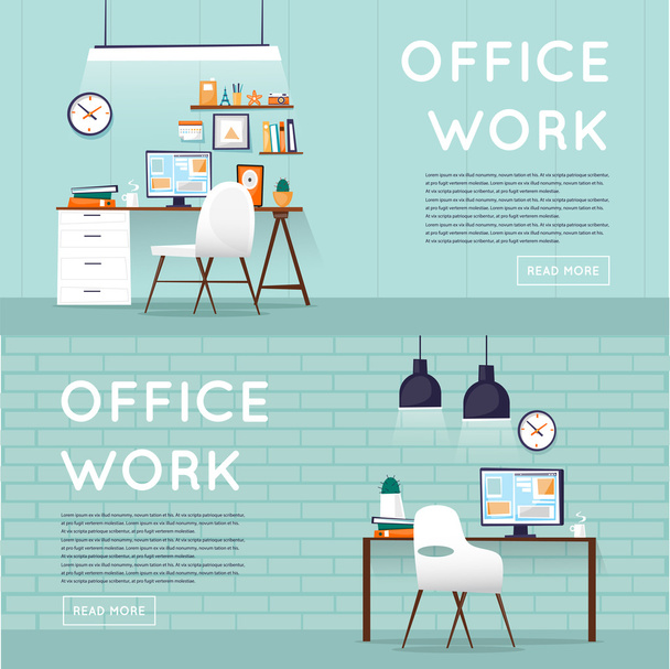 Workplace concept banners - Вектор,изображение