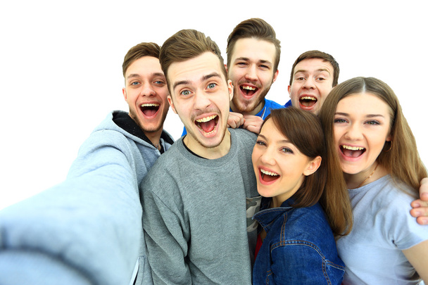Group of happy young teenager students taking selfie photo - Zdjęcie, obraz