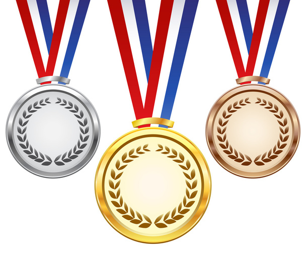 Gold, silver and bronze award medals - Vector, Image
