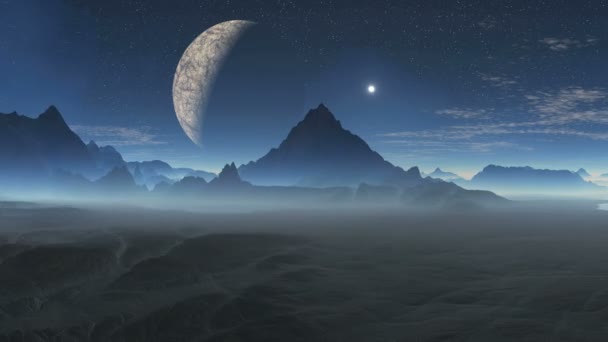 außerirdischer Planet und Mond im Spiegelbild - Filmmaterial, Video