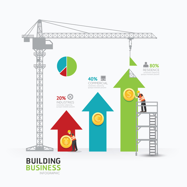 Infographic business arrow graph template design.building to suc - Vector, Image