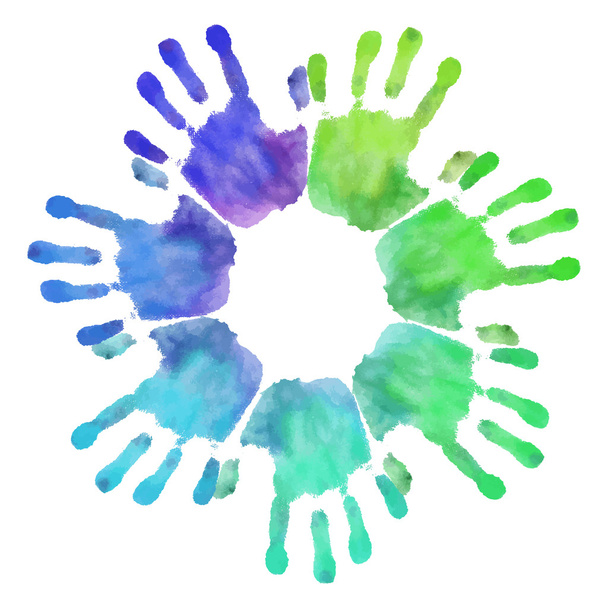 Watercolor rainbow handprints - Vector, Image