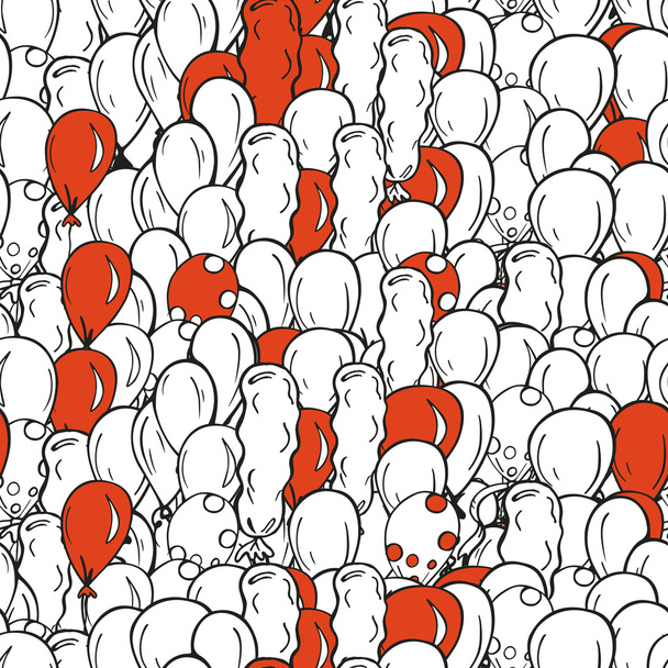 Vector holiday seamless pattern with white and red air balloons - Vector, Image