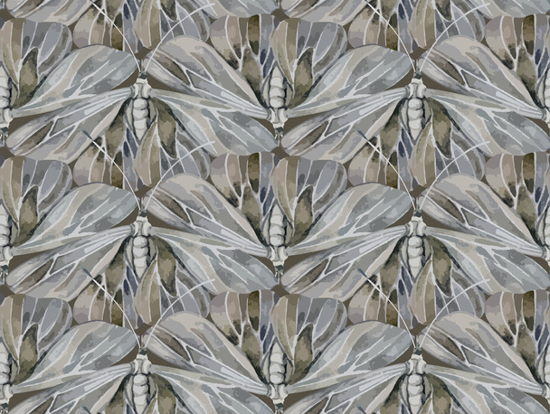 Watercolor  moth pattern - Vector, Image
