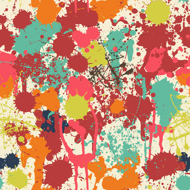 Abstract multicolored paint splashes vector seamless pattern on white background - Vector, afbeelding