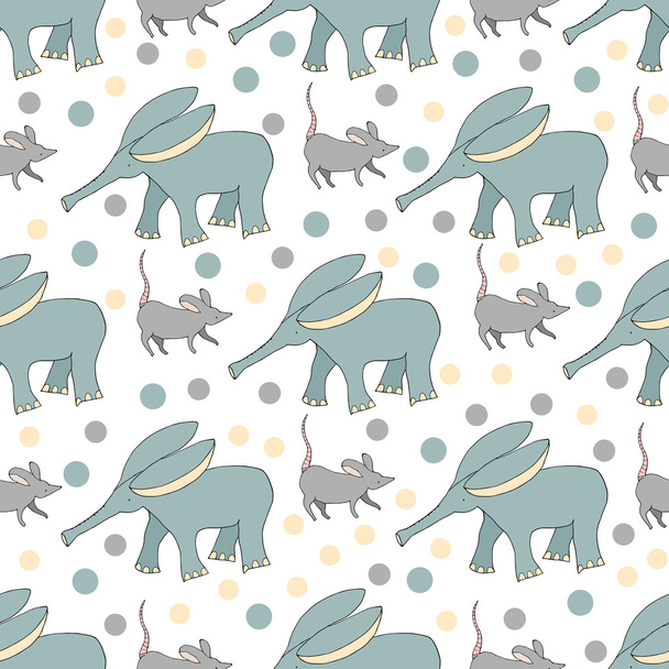 flying elephants and mouses  - Vector, imagen