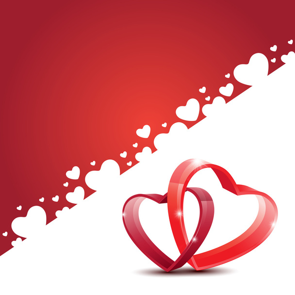 Όμορφη ευτυχισμένη ημέρα του Αγίου Βαλεντίνου αγάπη ευχετήρια κάρτα με κόκκινο Ακούστε - Διάνυσμα, εικόνα