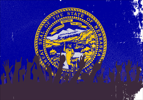 Drapeau de l'État du Nebraska avec public
 - Vecteur, image