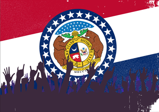 Missouri Bandiera di Stato con Pubblico
 - Vettoriali, immagini