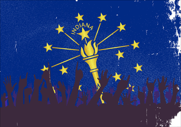 Drapeau de l'État de l'Indiana avec public
 - Vecteur, image