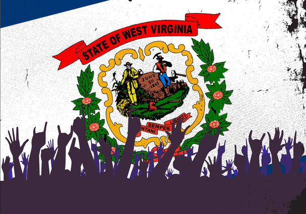 Länsi-Virginian osavaltion lippu yleisöllä
 - Vektori, kuva