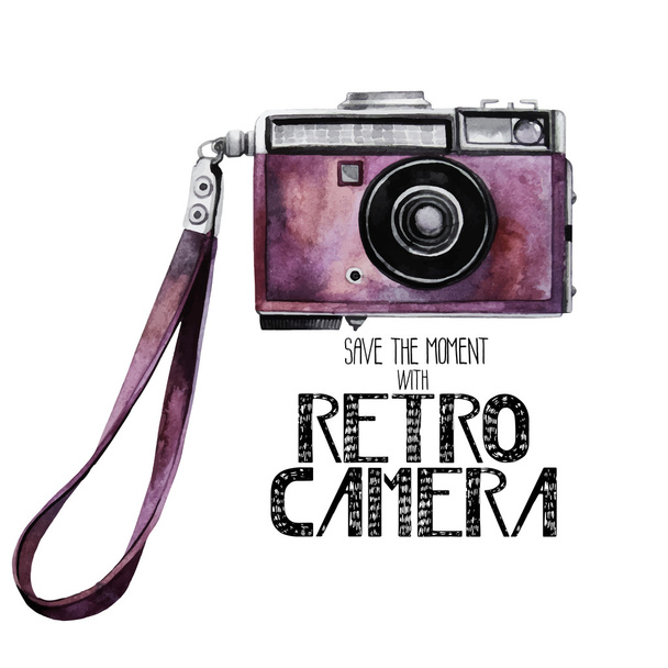 Akwarela kamery retro vintage - Wektor, obraz