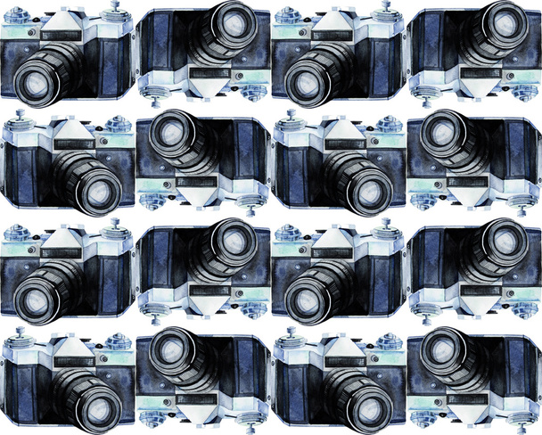 Aquarel vintage camera patroon - Foto, afbeelding