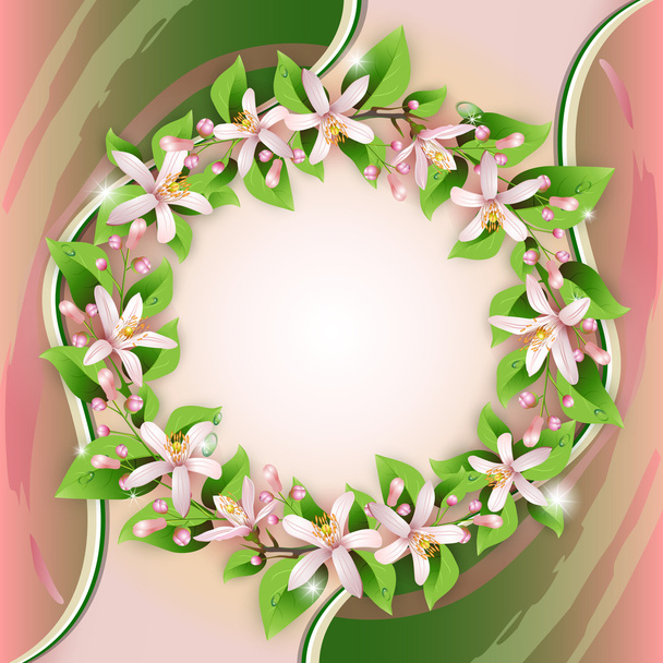 Background with flower wreath - Vektor, Bild