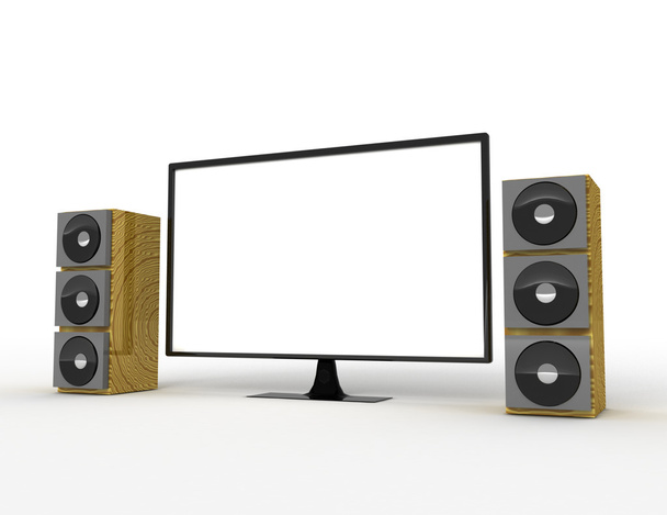 televisão com alto-falantes de som surround
 - Foto, Imagem