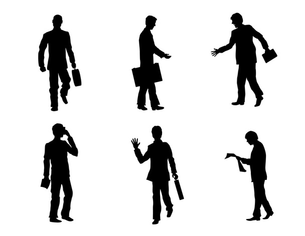 Six business people silhouettes - Διάνυσμα, εικόνα