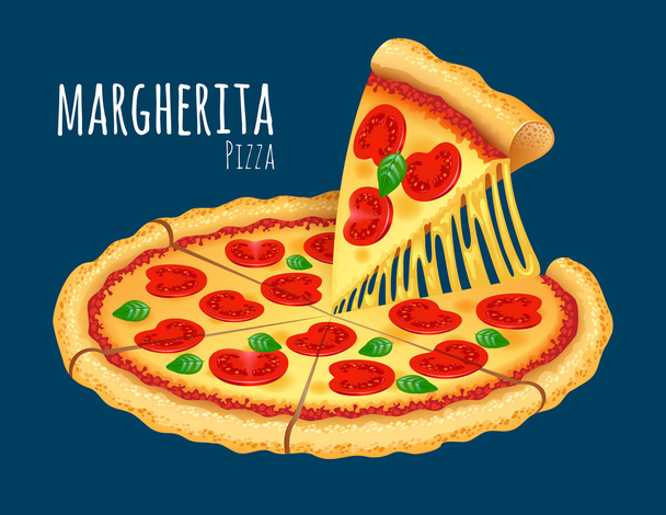 Ilustración Margherita Pizza
 - Vector, imagen