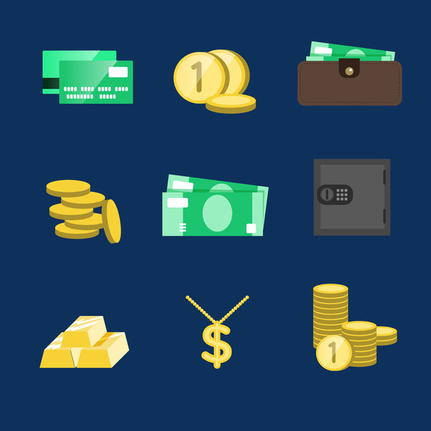 Money icons set - Vector, afbeelding