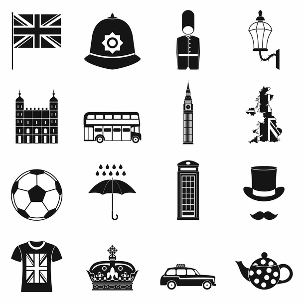 Great Britain icons set, simple style - Vektör, Görsel