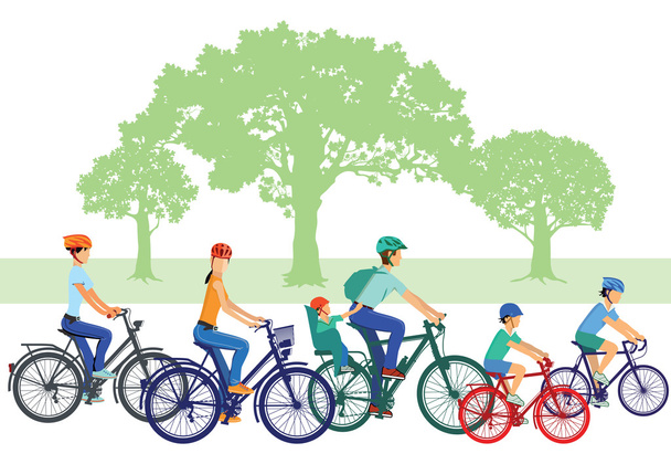 Cycling with children and family  - Vector, Image