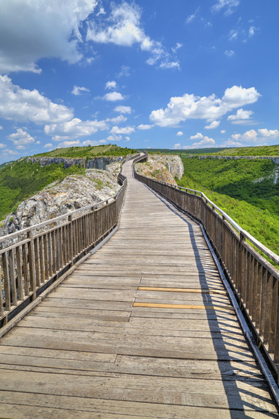 Krásná krajina s dřevěným mostem - Fotografie, Obrázek