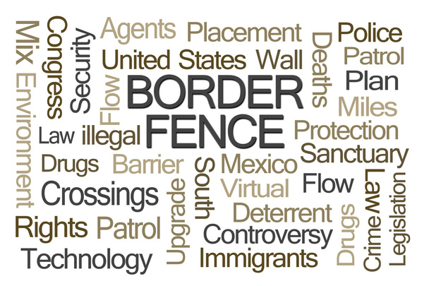 国境フェンスの単語の雲 - 写真・画像