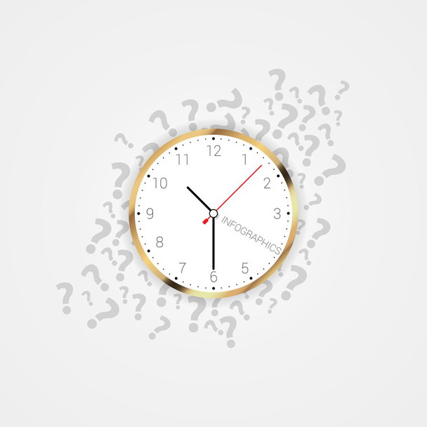 Modern clock with question marks. Vector - Vektor, obrázek