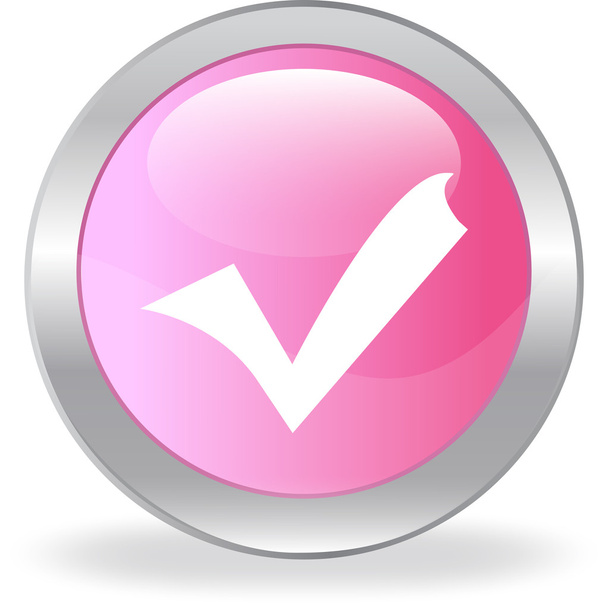 The pink button with a tick - Vector, Imagen