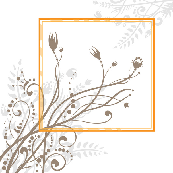 Marco naranja con flores sobre fondo blanco
 - Vector, imagen