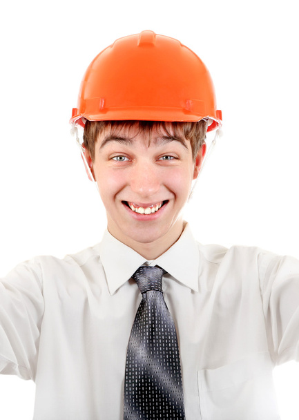 Young Man in Hard Hat - 写真・画像