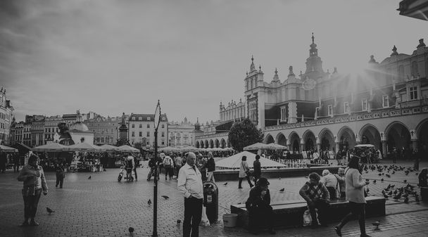 Απόψεις της Κρακοβίας σε μαύρο και άσπρο - Φωτογραφία, εικόνα