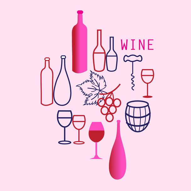 ワインの要素セット - ベクター画像