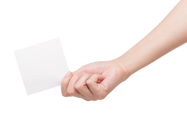Чистый лист бумаги в женской руке
 - Фото, изображение