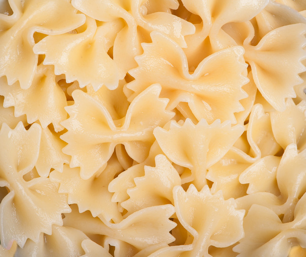 Strikje gekookte pasta noedels close-up macro - Foto, afbeelding