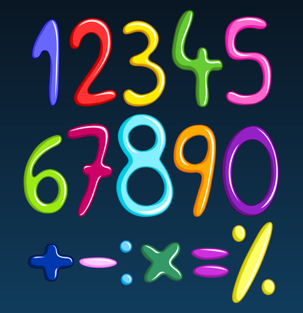 Colorful spaghetti numbers - Vector, Imagen