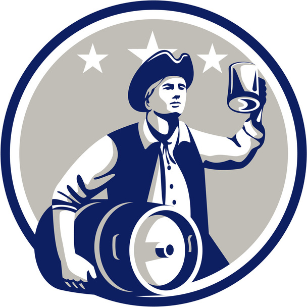 American Patriot Carry Beer Keg Circle Rétro
 - Vecteur, image