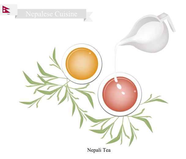 Traditioneller nepalesischer Tee, beliebtes Getränk in Nepal - Vektor, Bild