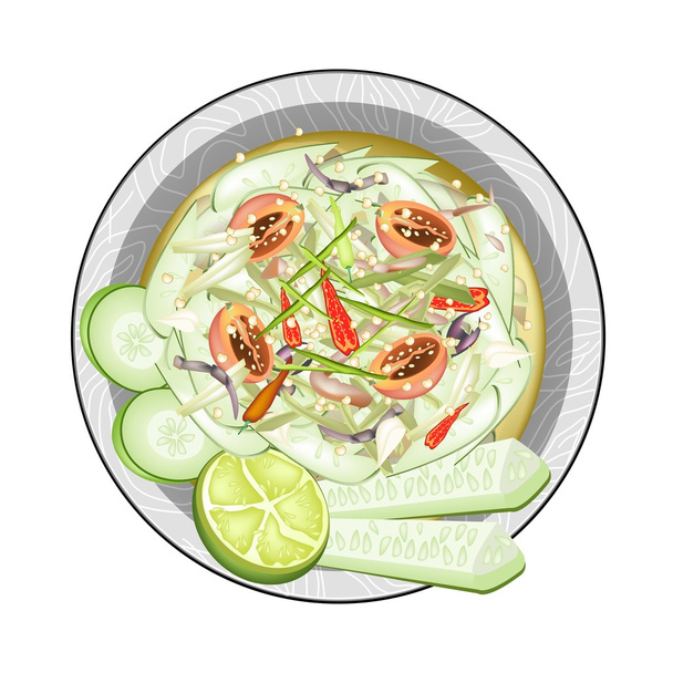 Salada de pepino tailandês com caranguejos salgados fermentados
 - Vetor, Imagem