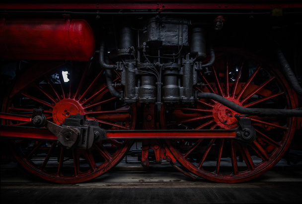 Duitse stoom trein wielen - Foto, afbeelding