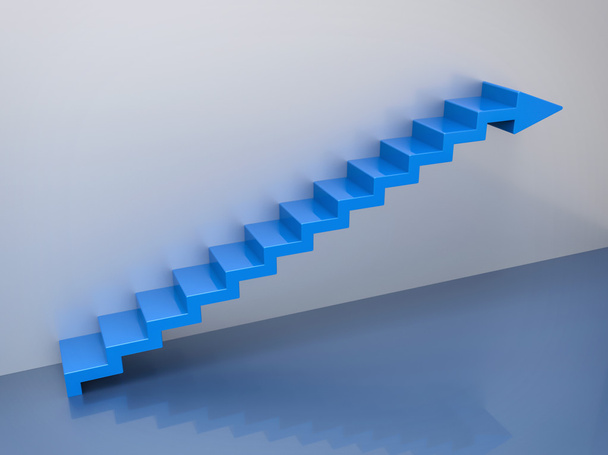 Seta de escadas 3D isolada
 - Foto, Imagem