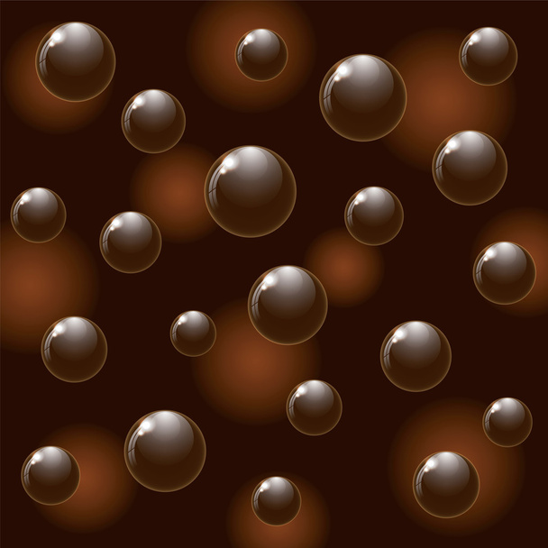 Dark chocolate balls on colorful background. - Vector, Image