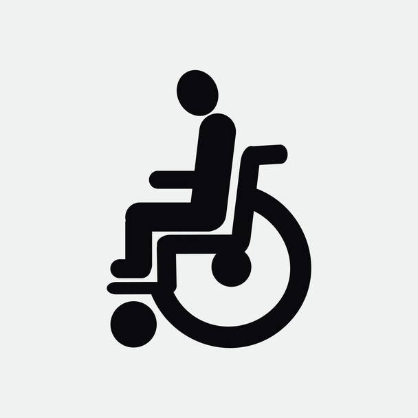 Disabled on wheelchair simple icon  - Vector, Image