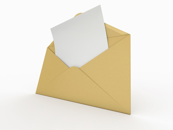 Mail. Envelope and empty letter. 3d - Foto, Imagem