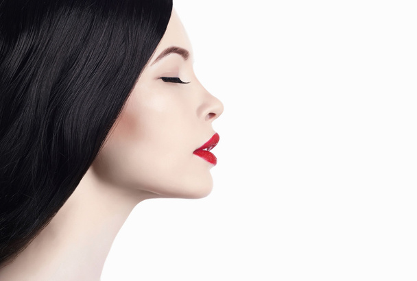 young woman with red lips - Zdjęcie, obraz