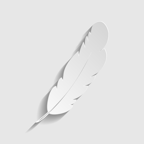 Feather sign. Paper style icon - Vector, Image