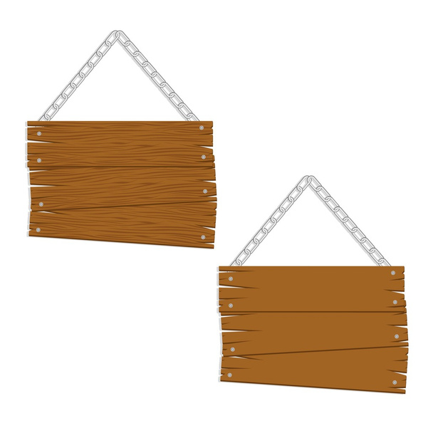 wooden boards with chain - Vector, Image