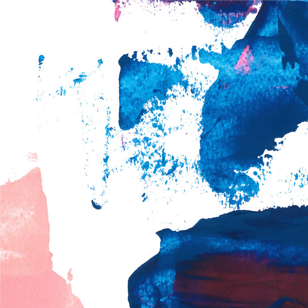 Vector abstract background texture brush stroke hand painted with acrylic paint, blue and pink on whit - Vector, Image