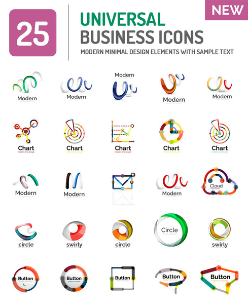 Коллекция логотипов, набор абстрактных геометрических значков
 - Вектор,изображение
