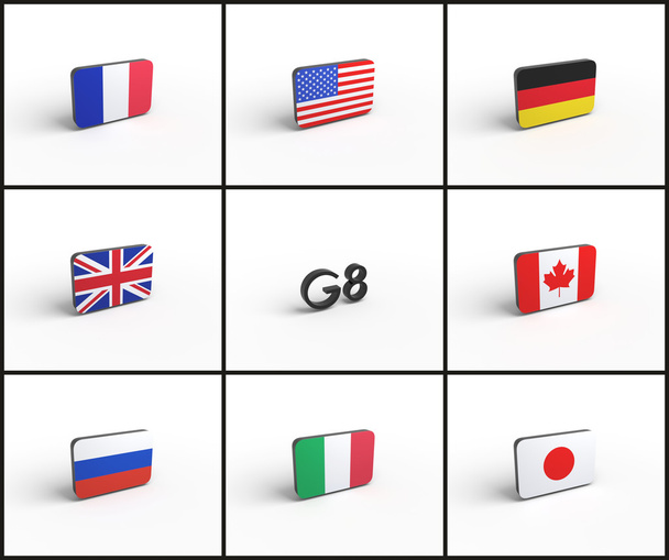 grupo de oito g8 grupo de sete bandeiras g7 ilustração 3D
 - Foto, Imagem